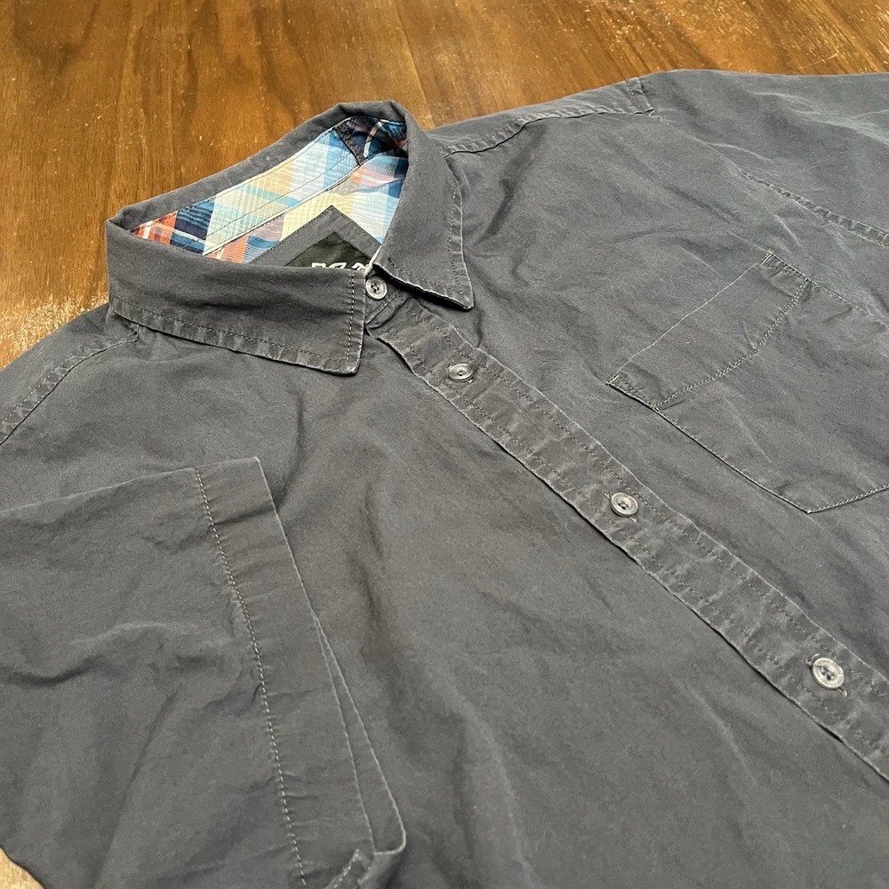 Prana Button Down Shirt Mens Large Gray Short Sleeve Organic Cotton M11170305